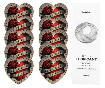 Комплект Pasante Heart 10шт. + Лубрикант Satisfyer Juicy Lubricant Boogy Booty 300 мл SOS11562 фото