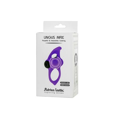 Ерекційне віброкільце Adrien Lastic Lingus MAX Violet з язичком для стимуляції клітора AD30723 фото