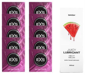 Набір: EXS Extra Thick 10 шт. + Лубрикант Satisfyer Melty Melon 300 мл SOS11166 фото