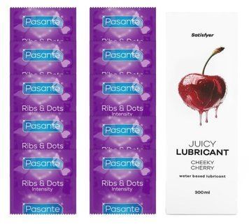 Комплект Pasante Intensity 10шт. + Лубрикант Satisfyer Juicy Lubricant Cheeky Cherry 300 мл SOS11613 фото