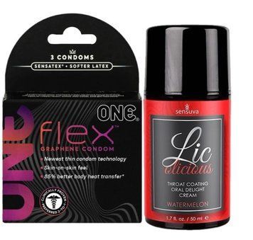 Комплект 3 шт ONE Flex + Гель Sensuva Lic-o-licious Watermelon (50 мл) SOS6144 фото