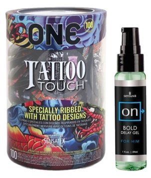 Набір з ONE Tattoo Touch, 100 шт + Пролонгатор Sensuva - ON Bold (29 мл) SOS9152 фото