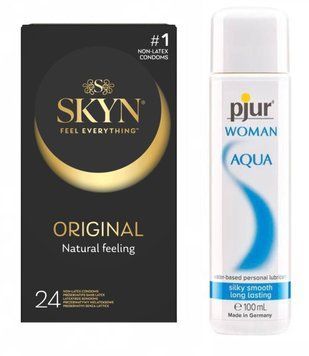 Набор SKYN ORIGINAL 24 шт и Лубрикант Pjur Woman Aqua 100 мл SOS119 фото