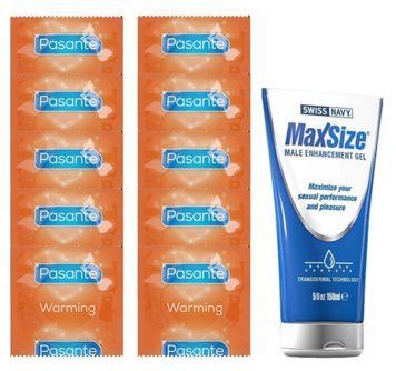 Комплект Pasante Warming 10 шт + Swiss Navy Max Size Cream (150 мл) SOS14389 фото