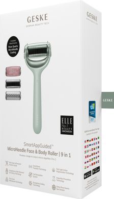 Ролер для голкової мезотерапії обличчя та тіла GESKE MicroNeedle Face&Body Roller 9в1 green HB0026 фото