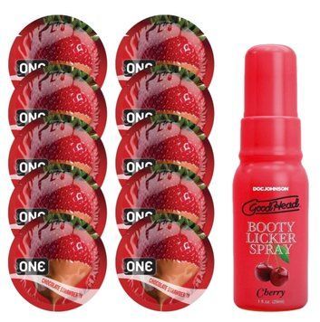 Комплект ONE Chocolate Strawberry 10 шт + Doc Johnson - Cherry 29 мл SOS13774 фото