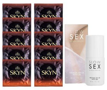 Комплект Skyn Warming 10 шт + SLOW SEX Arousal Sex Oil CBD (30 мл) SOS14189 фото