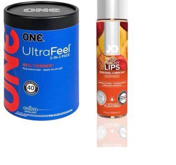 ONE UltraFeel 2-в-1. 40 шт+ Змазка на водній основі System JO H2O &mdash; Peachy Lips (120 мл) SOS6450 фото