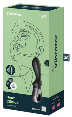 Анальний вібратор із функцією підігріву Satisfyer Heat Climax Connect App (чорний) SO6089 фото