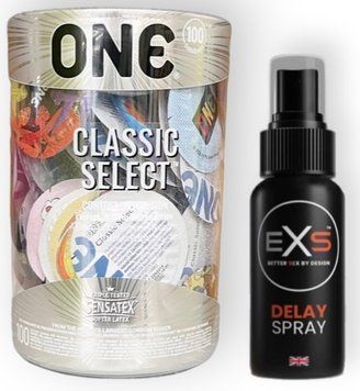 Набір з 100 шт ONE Classic Select + EXS DELAY SPRAY 50 МЛ SOS9006 фото