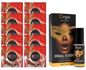 EXS STRAWBERRY SUNDAE 10 шт + Orgie &ndash; Oral Ease Deepthroat Mint (15 мл) SOS14076 фото