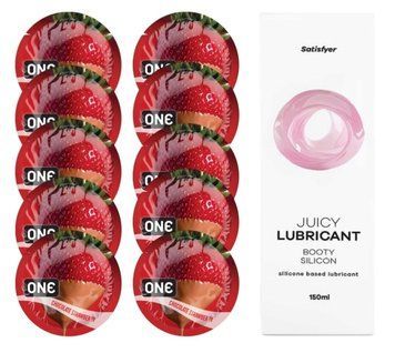 ONE Chocolate Strawberry 10 шт. + Лубрикант Satisfyer Booty Silicon 150 мл SOS12456 фото