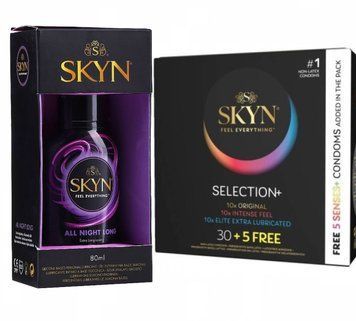Набір : Skyn Selection 30 шт + 5 of 5 Senses та Лубрикант Skyn All Night Long 80 мл SK51 фото