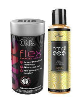 ONE Flex 10 шт. + Смачний гель для вишуканих мануальних ласок Sensuva - Handipop Mango Smoothie (125 мл) SOS6397 фото