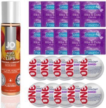 Набір 20 шт Pasante + ONE + System JO H2O Peachy Lips (30 мл) SOS4585 фото
