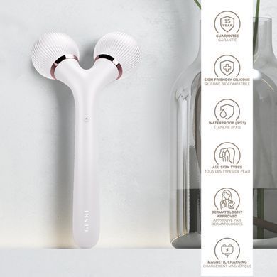 Електронний ультразвуковий ролик для обличчя та тіла GESKE Sonic Facial&Body Roller 4в1 starlight HB0032 фото