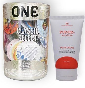 Набір з 100 шт ONE Classic Select +Doc Johnson Power with Yohimbe Delay Cream For Men, 56 г SOS9009 фото