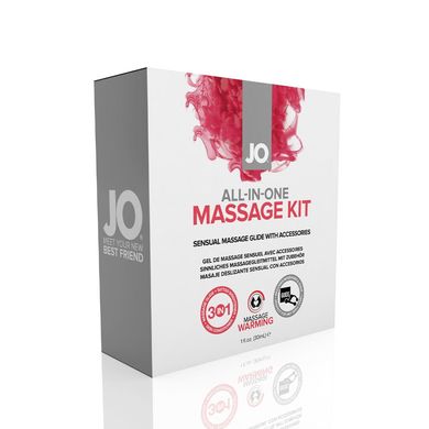 Набор для массажа System JO ALL IN ONE MASSAGE GIFT SET: разогревающий гель, массажер и свеча SO1517 фото