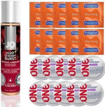 набор 20 шт Pasante + ONE + System JO H2O Cherry Burst (30 мл) SOS4638 фото