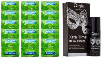 Комплект: Pasante Delay 15 шт+Пролонгатор Orgie Xtra Time Delay Serum (15 мл) SOS11074 фото