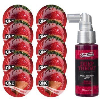 Комплект ONE Chocolate Strawberry 10 шт + Doc Johnson &ndash; Wild Cherry, 59 мл SOS13779 фото
