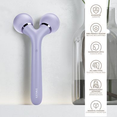 Електронний ультразвуковий ролик для обличчя та тіла GESKE Sonic Facial&Body Roller 4в1 violet HB0034 фото