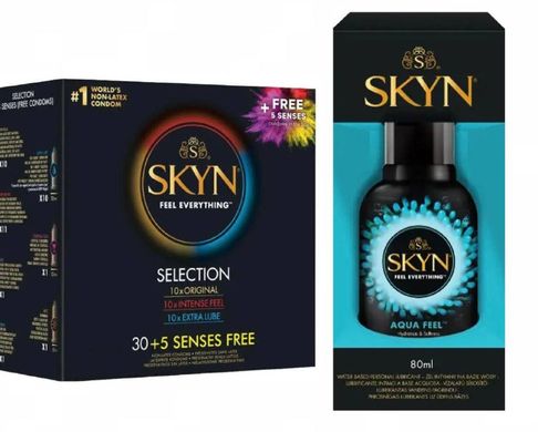 Набор : Skyn Selection 30 шт + 5 of 5 Senses и Лубрикант SKYN AQUA FEEL 80МЛ SK70 фото