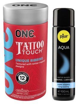 Набор ONE Tattoo Touch Pack 12 шт + Лубрикант Pjur Aqua 100 мл SOS13039 фото