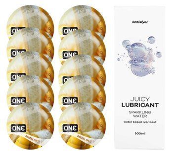 ONE Banana Split 10шт. + Лубрикант Satisfyer Sparkling Water 300 мл SOS12461 фото