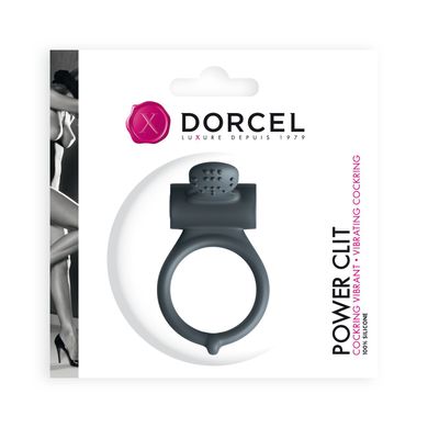 Эрекционное кольцо Dorcel Power Clit Black V2 с вибрацией, с язычком со щеточкой MD1410 фото