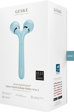 Електронний ультразвуковий ролик для обличчя та тіла GESKE Sonic Facial&Body Roller 4в1 turquoise HB0036 фото