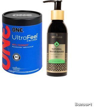 ONE UltraFeel 2-в-1. 40 шт.+Змазка на водный основі Sensuva Natural Water-Based Apple Candy (125мл) SOS6457 фото