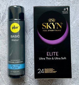 Набор Skyn ​​Elite 24 шт. - Лубрикант pjur Basic waterbased 100 мл. SOS2619 фото