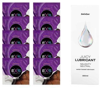 Комплект: из EXS Chocolate 10 шт + Лубрикант Satisfyer Juicy Naughty Neutral water based 300 мл SOS11327 фото