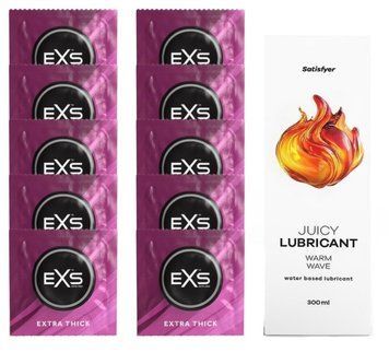 Набір: EXS Extra Thick 10 шт. + Лубрикант Satisfyer Warm Wave 300 мл SOS11176 фото