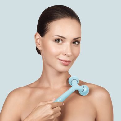 Електронний ультразвуковий ролик для обличчя та тіла GESKE Sonic Facial&Body Roller 4в1 turquoise HB0036 фото
