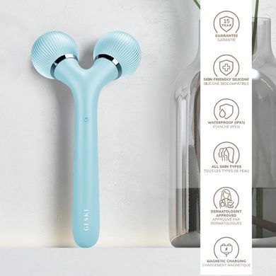 Електронний ультразвуковий ролик для обличчя та тіла GESKE Sonic Facial&Body Roller 4в1 turquoise HB0036 фото
