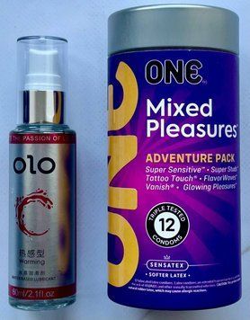 Комплект ONE Mixed Pleasures 12 шт - Лубрикант зігріваючий OLO 60 мл SOS3291 фото