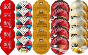 Набір з 25 шт OLO Red 0.01 + ONE Ribs + ONE Legend XL+ ONE Chocolate Strawberry + ONE Banana SOS8749 фото