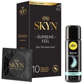 Комплект Skyn ​​Supreme Feel 10 шт + pjur Aqua Panthenol 30 мл SOS13341 фото