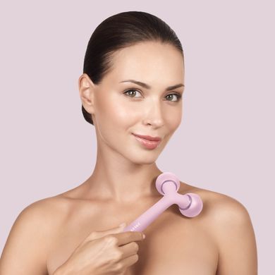 Електронний ультразвуковий ролик для обличчя та тіла GESKE Sonic Facial&Body Roller 4в1 pink HB0037 фото