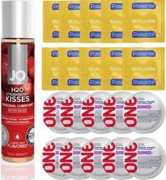набор 20 шт Pasante + ONE + System JO H2O Strawberry Kiss (30 мл)  SOS4689 фото