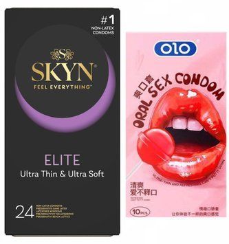 Skyn Elite 24 штук ультратонкие + 10 штук OLO Oral Candy ( клубника ) SOS38 фото