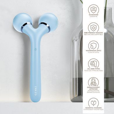 Електронний ультразвуковий ролик для обличчя та тіла GESKE Sonic Facial&Body Roller 4в1 aquamarine HB0038 фото