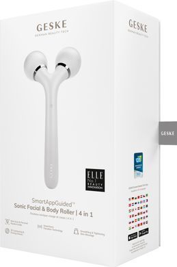 Електронний ультразвуковий ролик для обличчя та тіла GESKE Sonic Facial&Body Roller 4в1 white HB0039 фото