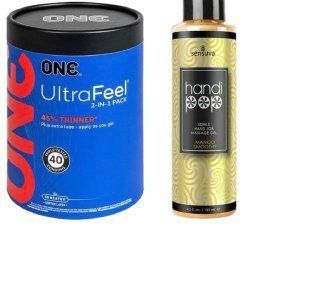 ONE UltraFeel 2-в-1. 40 шт.+ Для пестощів Sensuva - Handipop Mango Smoothie (125 мл) SOS6460 фото