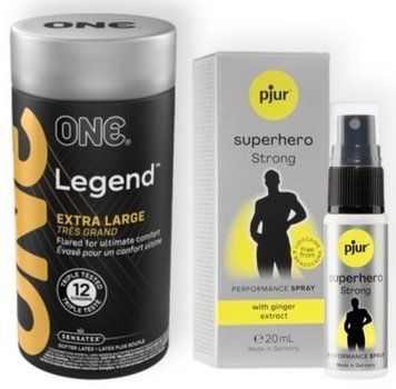 Набір з 12 шт ONE Legend Extra Large + Пролонгатор pjur Superhero Strong Spray 20 ml SOS9065 фото