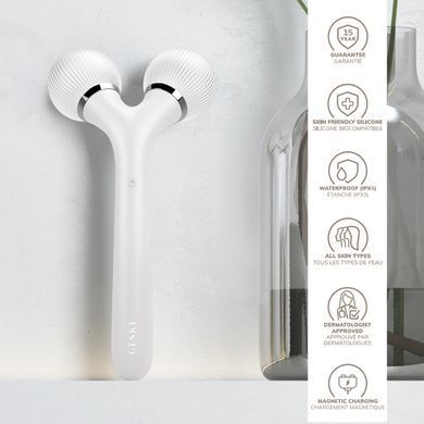 Електронний ультразвуковий ролик для обличчя та тіла GESKE Sonic Facial&Body Roller 4в1 white HB0039 фото