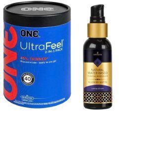 ONE UltraFeel 2-в-1. 40 шт.+ Змазка на водній основі Sensuva Natural Water-Based Blueberry Muffin 57мл SOS6461 фото