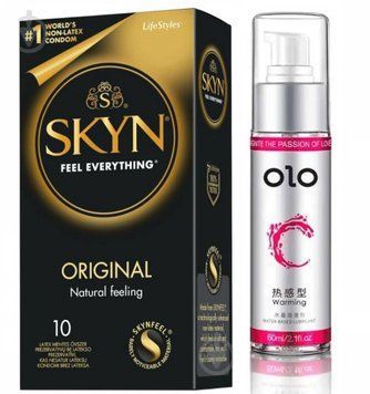 Набір : SKYN Original 10 шт та Лубрикант OLO зігріваючий 60 мл sos101 фото